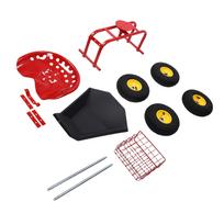 Rolling Garden Cart with Retractable Seat Adjustable PP Tool Tray 4 Inflatable Wheels Garden Work Stool black
