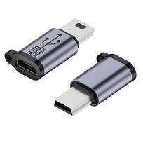 2Pcs Micro USB Female To Mini USB Male Adapter 480Mbps Micro USB Female To Type C/Mini USB Connector 18W for Phone/Tablet/PC