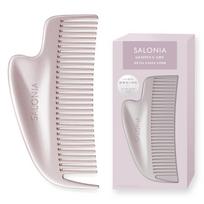 SALONIA Glossy Care Metal Gua Sha Comb — Hair Comb / Hairbrush for Bangs, Beautiful Hair, Gift, Pink rožinė