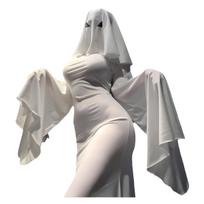 Vaiduoklio Cosplay Suknelė Helovino Kostiumas Glaudaus Kirpimo Undinėlės Ilga Suknelė su Vaiduoklio Veido Kaukė Dviejų Dalių Šventinis Kostiumas Moterims One size fits all ( 42.5-67.5kg gray