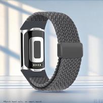 Sportinis Nailoninis Dirželis Fitbit Charge 6 5 Laikrodžiui Elastinga Kvėpuojanti Apyrankė Fitbit Charge 5/Charge 6 Laikrodžiui Pintas Apyrankės Correa For Fitbit Charge 6 tamsiai pilka spalva