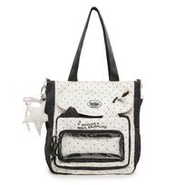 Schoolbag cute polka dot transparent pain bag backpack female student class tutoring tote bag college casual girl messenger bag without pendant white