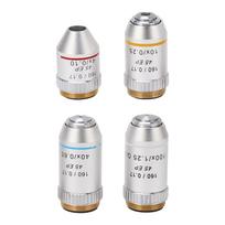 4X 10X 40X 100X Achromatic Objective Chrome Plated RMS Size 195EP Microscope Objective Lens