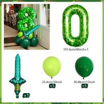 40 inch green Number Pixel Miner Balloon Set Diamond Sword Aluminum Film Balloon Jungle Game Event Birthday Party Decoration2027 as shown