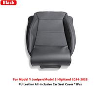 Viskas įskaičiuota automobilio sėdynės užvalkalas Tesla Model Y Juniper/Model 3 Highland PU odos automobilio sėdynės pagalvėlė ir kojų atrama Black 1Pcs gray