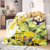JOJO anime Flannel Blanket Warm,Comfortable,Suitable for Bedrooms,Sofas,Beds,Chairs,Picnics,Travel 75x90cm beige