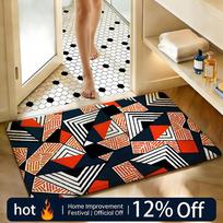 Soft Absorbent Non-Slip Rug Art geometric art Floor Mat Home Decor Doormat Bedroom Floor Mat Shower Carpet 40x60cm black