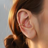 European & American High-End Zirconia Ear Cuff: Simple, Versatile Gold-Plated Copper Women's Earring auksas