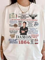 The Vampire Diaries Damon Salvador Tvd Vampire Diaries Reference Tshirt Team Damon Graphic Tshirt Unisex Pure Cotton Tshirt S gray