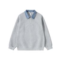 RUIIENRS x ROPUCHA Half Zip Mock Neck Sweatshirt 2026 Fall Fashion Casual Long Sleeve Top FW362 M        1pcs pilka spalva