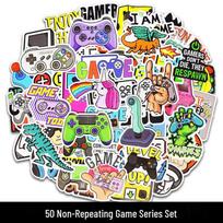 50 Retro Game Console Graffiti Stickers for Laptops, Suitcases, Guitars, Skateboards, Motorcycles, and Cars. blue