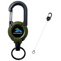 YANBIGUO 2-Pack Retractable Keychain,Heavy Duty Carabiner Badge Holder,Tactical ID Badge Reel with 22.8” Steel Retractable Cord black