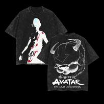 Avatar The Last Airbender Anime T Shirt Vintage Washed T-shirt Men Women Clothing Summer Cotton Tees Tops S black