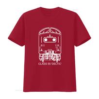 Britų geležinkelio 55 klasės Deltic lokomotyvo traukinio marškinėliai suaugusiems Vintage Er45001 Variklio dizainas Laisvalaikio apvaliu kaklu Geležinkeliui Vintage S white