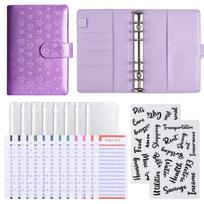 Pu Leather Challenge Budget Binder a6 Planner Cash Budget Book a6 Budget Binder  Journal Planner Purple-Style 2 white
