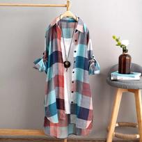 Medium To Long Plus Size Sunscreen Shirts Loose and Slimming Fashionable Plaid Casual Jacket Women's Shirts 3XL gray