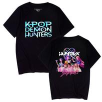 KPop Demon Hunters T Shirt Men Women Crewneck Short Sleeve Streetwear T-shirt New Cartoon Clothes Tops XS juoda