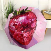 Strawberry,Disco Ball Automatic Folding Umbrella Compact 8 rib Design,Unique Style,Suitable for Everyday Outdoor Use,Perfect Gift for brown