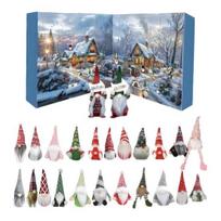 Gnomų Advento kalendorius 2025 24 dienų Kalėdų atgalinio skaičiavimo kalendorius su 24 vnt. mini gnomų ornamentais, kolekcionuojamomis nykštukų figūrėlėmis šventiniam namų dekorui A