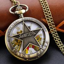 Antique Constellation Saint Quartz Pocket Watch Hollow Vintage Bronze Fob Chain Clock The Best Holiday Gift for Men and Children bronza