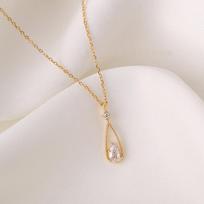 Color Waterdrop Pendant Necklace For Women Cubic Zircon Clavicle Chain Necklaces Party Jewelry New white