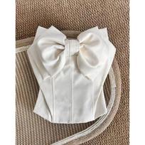 French Retro Spicy Bow Knot Bandeau Tank: Women's Slimming Summer Top Extra Small smėlis