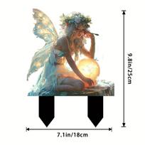 Fairy Catching Light Ball, Design, Garden Stake Indoor and Outdoor, Acrylic, Potted Plants and Courtyard, Waterproof, Wear-resistant Plug-in 18*25cm gray