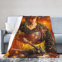 Ghost of Yotei Game 2025 Flannel Blankets Autumn  Warm Soft Bedding Throws for Children Couch Chair Funny Bedspread Bed Cover 30x40in black