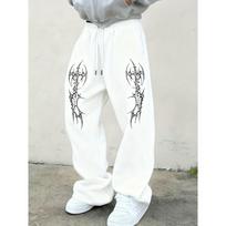 Men's Multifunctional Solid Color Drawstring Loose Casual Sports Pants, Spring and Autumn Outdoor Home Casual Pants S white