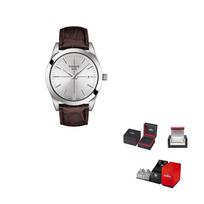 TISSOT Windy Collection Kvarcinis mechanizmas 100m atsparumas vandeniui Vyriškas laikrodis 40mm Baltas ciferblatas Nerūdijančio plieno korpusas T127.410.16.031.01 Brown Strap black