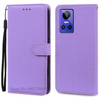 For Realme GT Neo 3 dėklas, atverčiamas piniginės dėklas, For Realme GT Neo3 dėklas, odinis dangtelis, piniginė, Coque, Fundas, korpusas For Realme GT Neo 3 šviesiai violetinė spalva