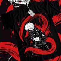Tokyo Ghoul Tshirt Ken Kaneki Unisexga Strip Horror Anime Black Tshirt S red