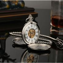 Double Open Two-Sided Light Mechanical Pocket Watch Non-Automatic Retro Flip Mechanical Watch Manual Mechanical Hanging Watch Can Be black