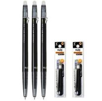 Pilot Frixion Ball Slim 038 Ištraukiamas Ištrinamas Želinis Rašalas Ypač Plonas Juodas Vertės Rinkinys 3 Pieštukai 6 Papildymai Pieštukas, 0,38 mm, Rašalas, & juoda