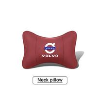 1Pcs Pu Leather Car Neck Pillow Auto Emblem Headrest For Volvo Xc60 Xc90 V40 V60 S60 V50 V90 S80 C40 XC40 V70 XC70 C30 EX90 C70 KW0 raudona