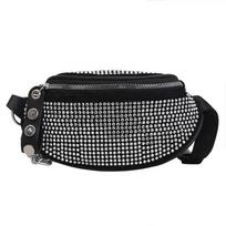 Fashion Crystal Diamond Fanny Pack Women's Ins Style Chest Bag Shiny Waist Pack Crossbody Bag black