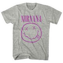 26 Nirvana Purple Smile Grey Official Men's T-Shirt- Unisex T-Shirt L gray