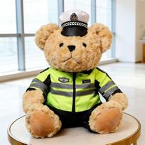 Pukeyue Police Uniform Teddy Bear Plush Toy Soft Stuffed Animal Doll Lovely Plushie Birthday Gift Boys Girls Kid Sofa Home Decor 27cm beige