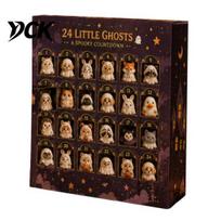 Cute Halloween Character Toys Little Ghost Advent Calendar, 24 Day Countdown Box Festive Calendar with Mini Figures, Collectible Toy Set for A brown