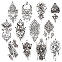 12 Lapelių Laikinos Tatuiruotės Lipdukai, Patvarūs Dizainai Kūno Menui, Lengva Užklijuoti ir Nuimti, Vandeniui Atsparūs Laikini Tatuiruotės black