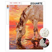 Majestic Horse Pearl Kit 5D DIY Rhinestone Art Craft for Home Desktop Decoration Relaxing Handmade Gift 30x40cm brown