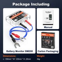 ANCEL BM200 12V Battery Monitor Wireless Bluetooth Car Battery Health APP Monitoring Battery Tester Tools For Android IOS ANCEL BM200 black