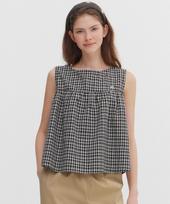 MARIE CLAIRE Mini Check Flare Sleeveless Blouse (Magbbl01Mbk) Bk(Black)/38(55)