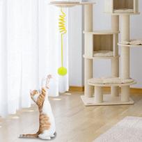 Hanging Catnip Ball Toy Retractable Interactive Teasing Stick Toy Indoor Play Exercise Physical Stimulation One Size geltona
