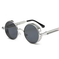 Apvalūs Metaliniai Saulės Akiniai Steampunk Vyrams Moterims Madingi Optiniai Akiniai Prekės Ženklo Dizainerio Retro Vintage Akiniai UV400 Akiniai Nuo Saulės gray