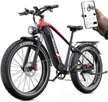 Electric bicycle Duotts F26 Lite, 500W motor, 48V 18AH battery, top speed 50 km/h, cruising range 90km, 26x4.0 inch tires raudona