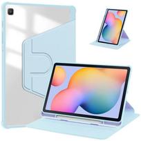 For Galaxy Tab S6 Lite P610 Protective Case Acrylic Rotating Back Case Transparent Thin Leather Case P613 P610-P615-P619-P613 šviesiai mėlyna spalva