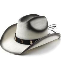 Classic western cowboy hat for men and women - perfect for rodeo, horseback riding, beach, and travel - sun protection hard straw hat M（56-58cm） gray
