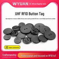 WYUAN Ultra-High Frequency RFID Tag: Heat-Resistant UHF Laundry Label for Fabric Management PPS15 [15mm Diameter/2.3mm Thickness] black