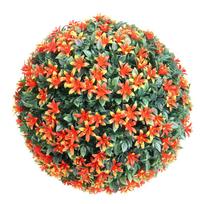 Ekologiškas dirbtinių eukalipto žiedų rutulys su pakabinamu dizainu namams ir verslo patalpoms 20cm oranžinė